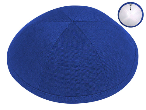 navy linen klipped kippah