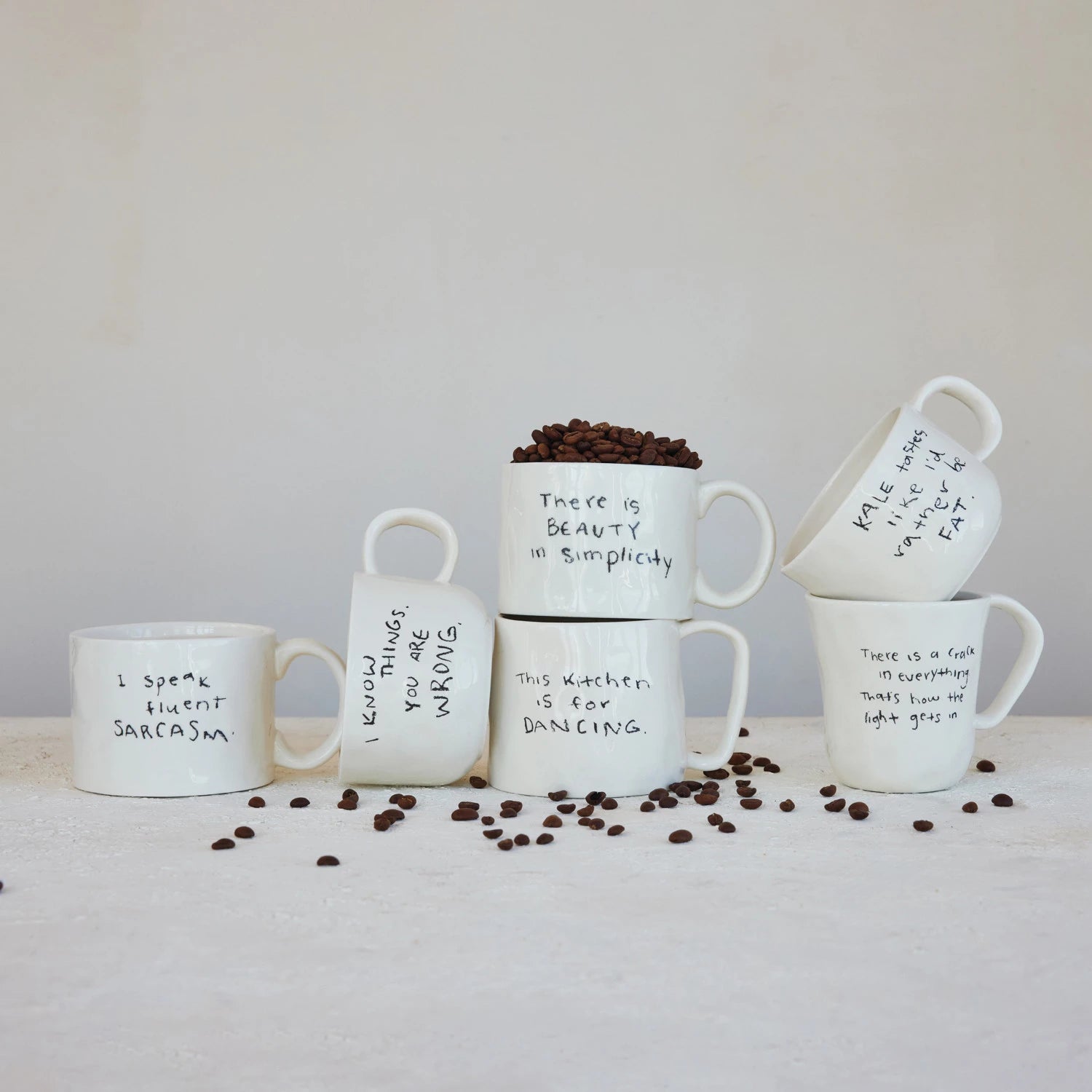 Stoneware Mugs with Sayings