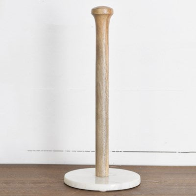 Marble Paper Towel Holder w/ Brass Top, White 12H - Phina Shop