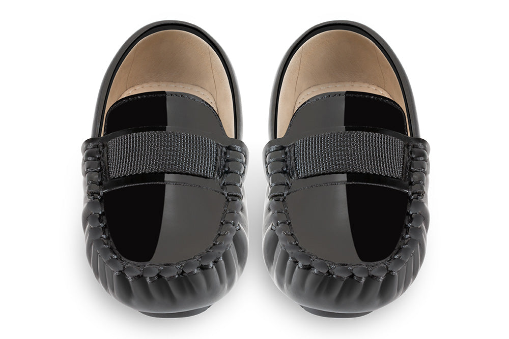 boys black and gold loafers