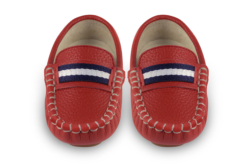 Boys red leather loafers - Style Sorento