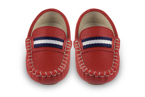 Boys red leather loafers - Style Sorento