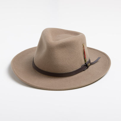 Men Wool Felt Fedora Hat Vintage Field Widet Brim Hat Cowboy Jazz