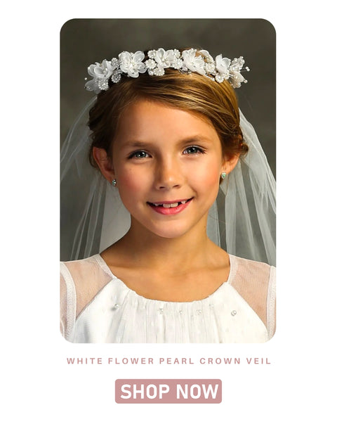 White Flower Pearl Crown Veil