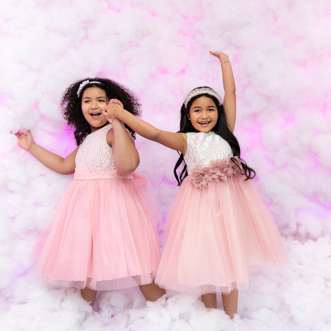 Baby Girls Dress Rose Flower Princess Wedding Birthday Party Costume Kids  Dress