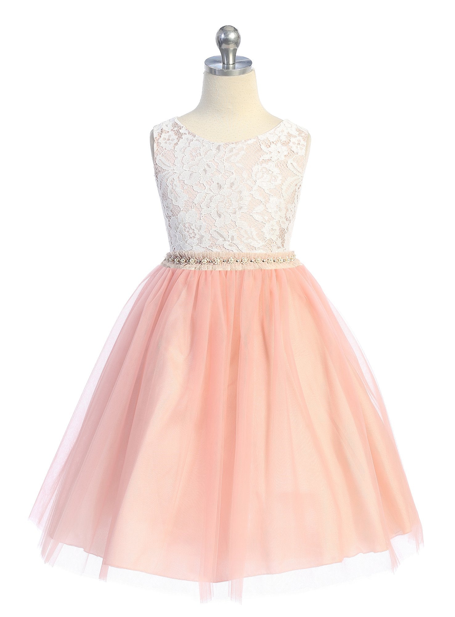 Lace Dress w/ Mesh Pearl Trim – Kid's Dream