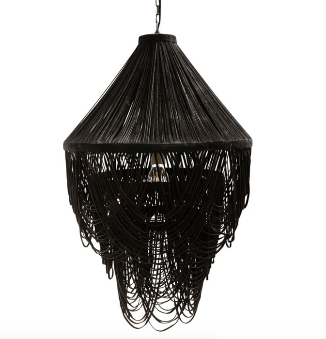 black leather chandelier