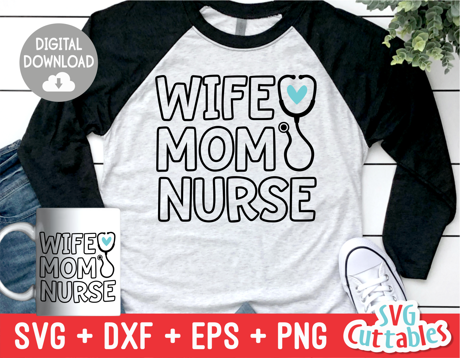 Download Wife Mom Nurse | SVG Cut File | svgcuttablefiles