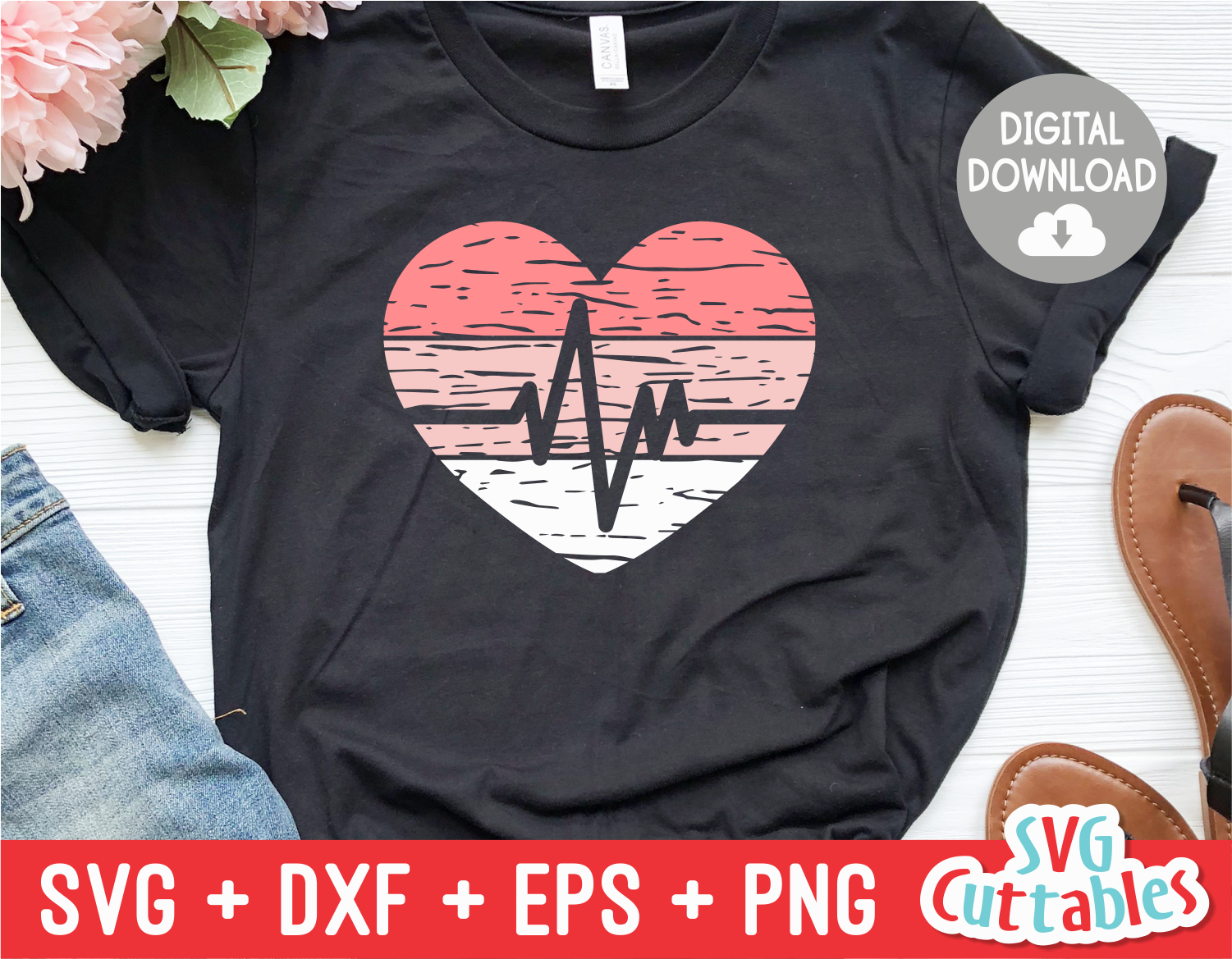 Download Distressed Heartbeat Heart | Nurse | SVG Cut File ...