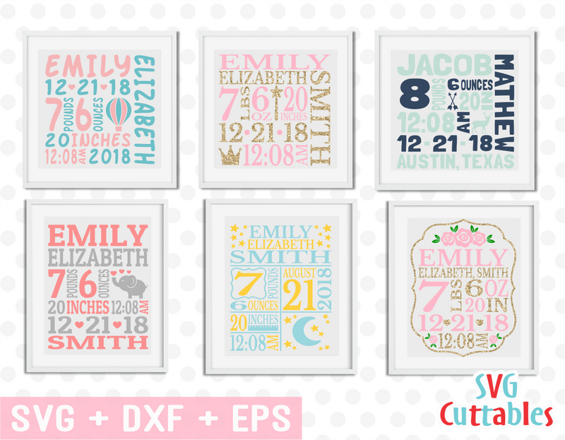 Download Baby Birth Announcement Bundle 1 Svg Cut Files Svgcuttablefiles