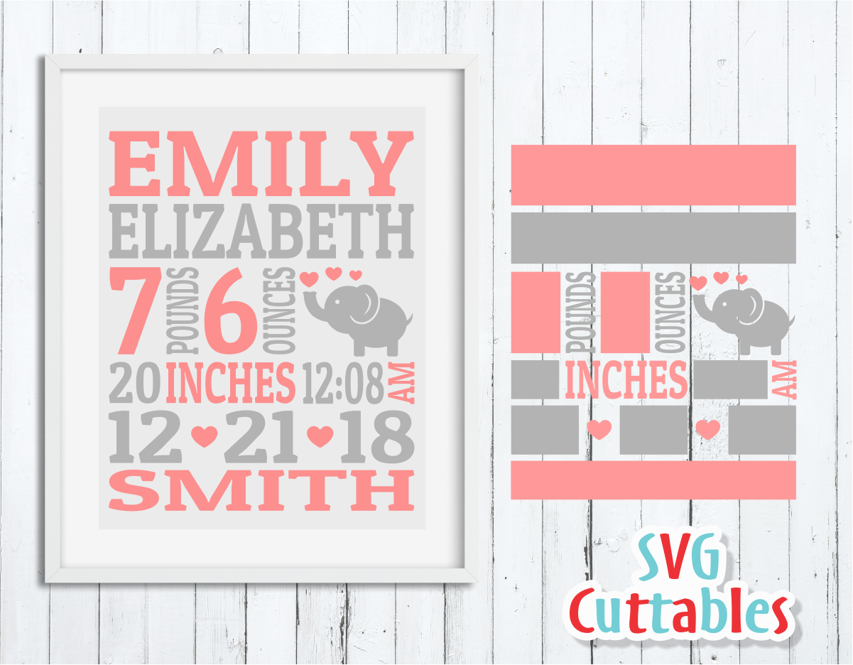 Download Baby Birth Announcement Elephant Svgcuttablefiles