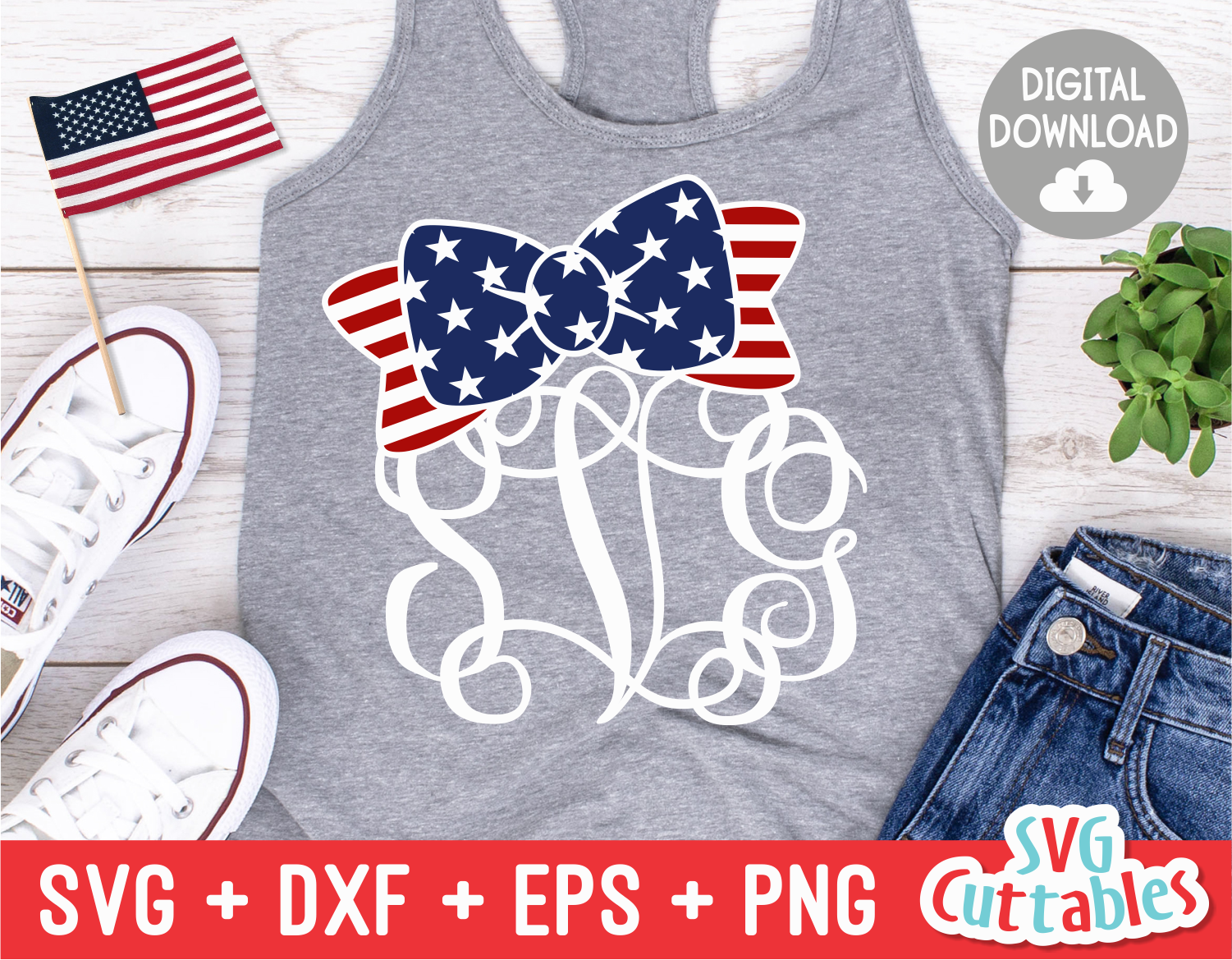 Download American Flag Bow Monogram Frame Svg Cut File Svgcuttablefiles