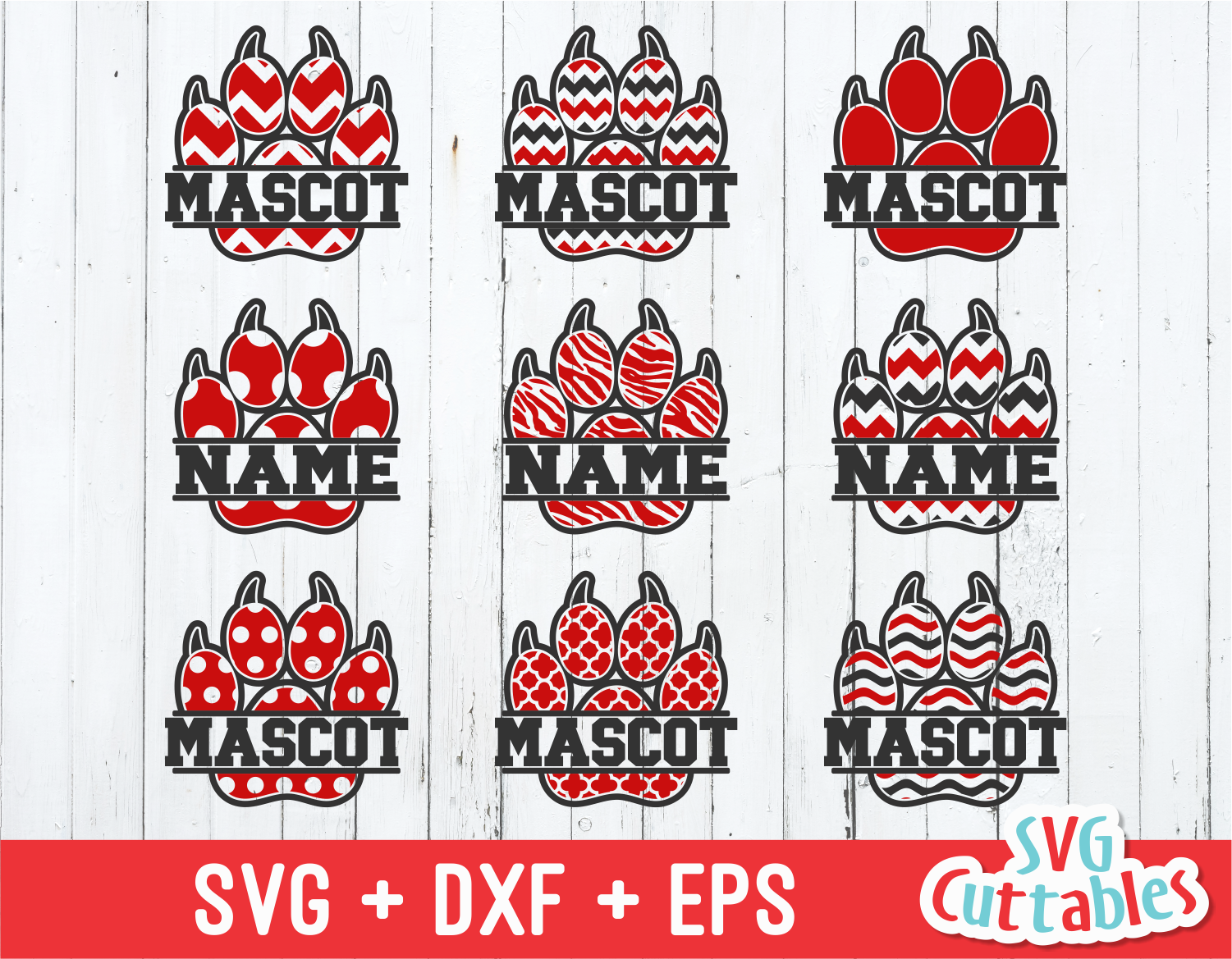 Download Split Patterned Paw Prints With Claws Svg Cut File Svgcuttablefiles SVG, PNG, EPS, DXF File