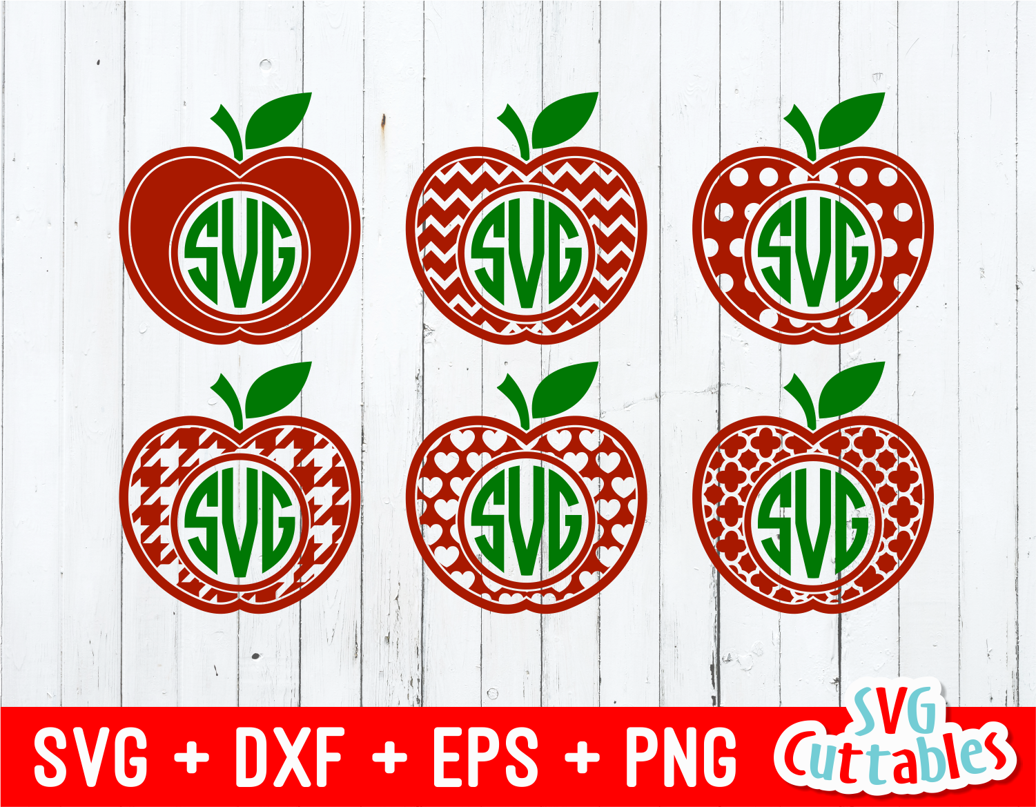 Download Apple Teacher Apple Monogram Frames Set Of Six Svgcuttablefiles