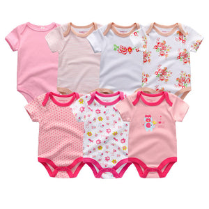 Lot De 7 Bodies Bebe Fille A Manches Courtes A Fleurs Halt Bebe