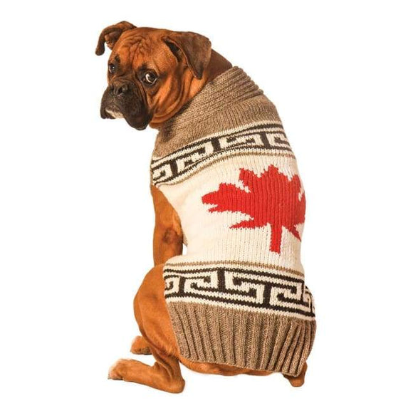 dog sweater gray Canadian maple leaf 