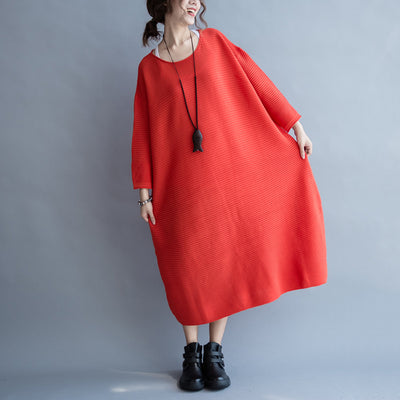 2021 autumn thick red sweater dresses plus size casual knit dress $ 63 . 00