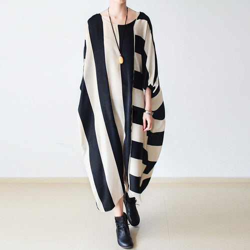 2017 autumn trend stripe baggy dresses silk plus size caftans oversize ...