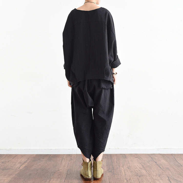 black linen plus size pants