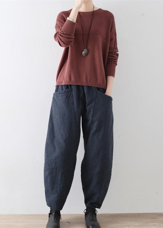 2021 winter dark blue cotton pants warm thick oversized linen pants ca ...