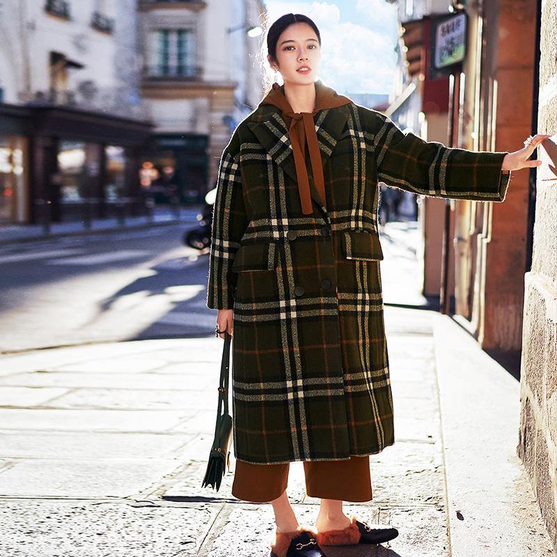 plaid maxi coat