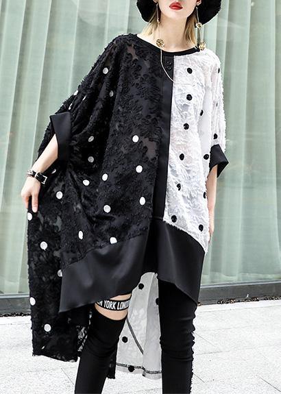 Art black dotted chiffon dresses Online 