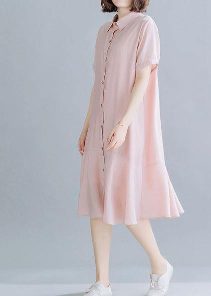 Beautiful lapel Ruffles dress for women Tutorials light pink Dresses ...