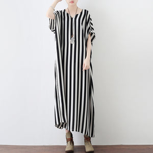 plus size black and white striped dress