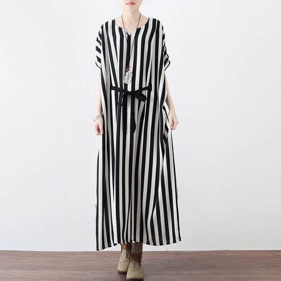 black and white striped sundress