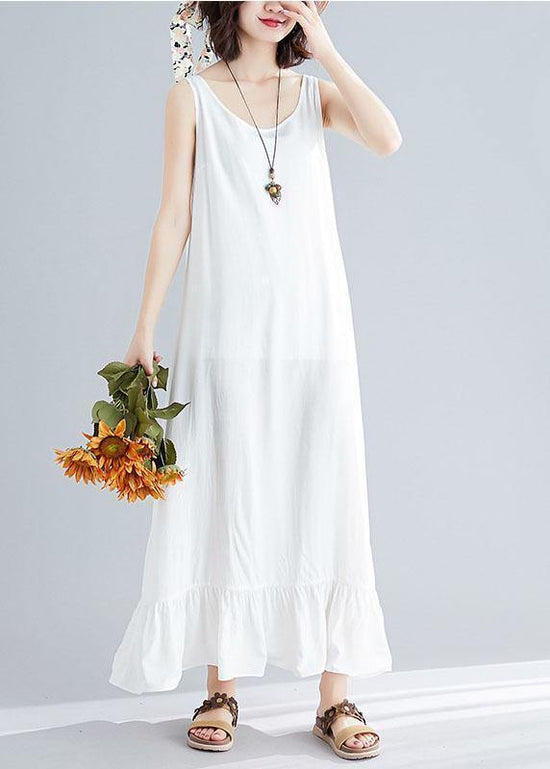 white sleeveless cotton dress
