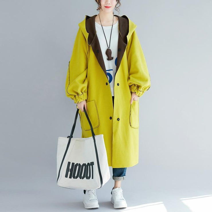 Casual yellow women parka trendy plus size hooded two ways to ...