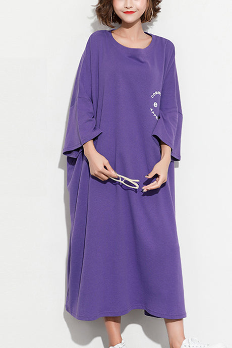 purple print maxi dress