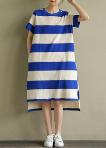 blue and white striped cotton dress