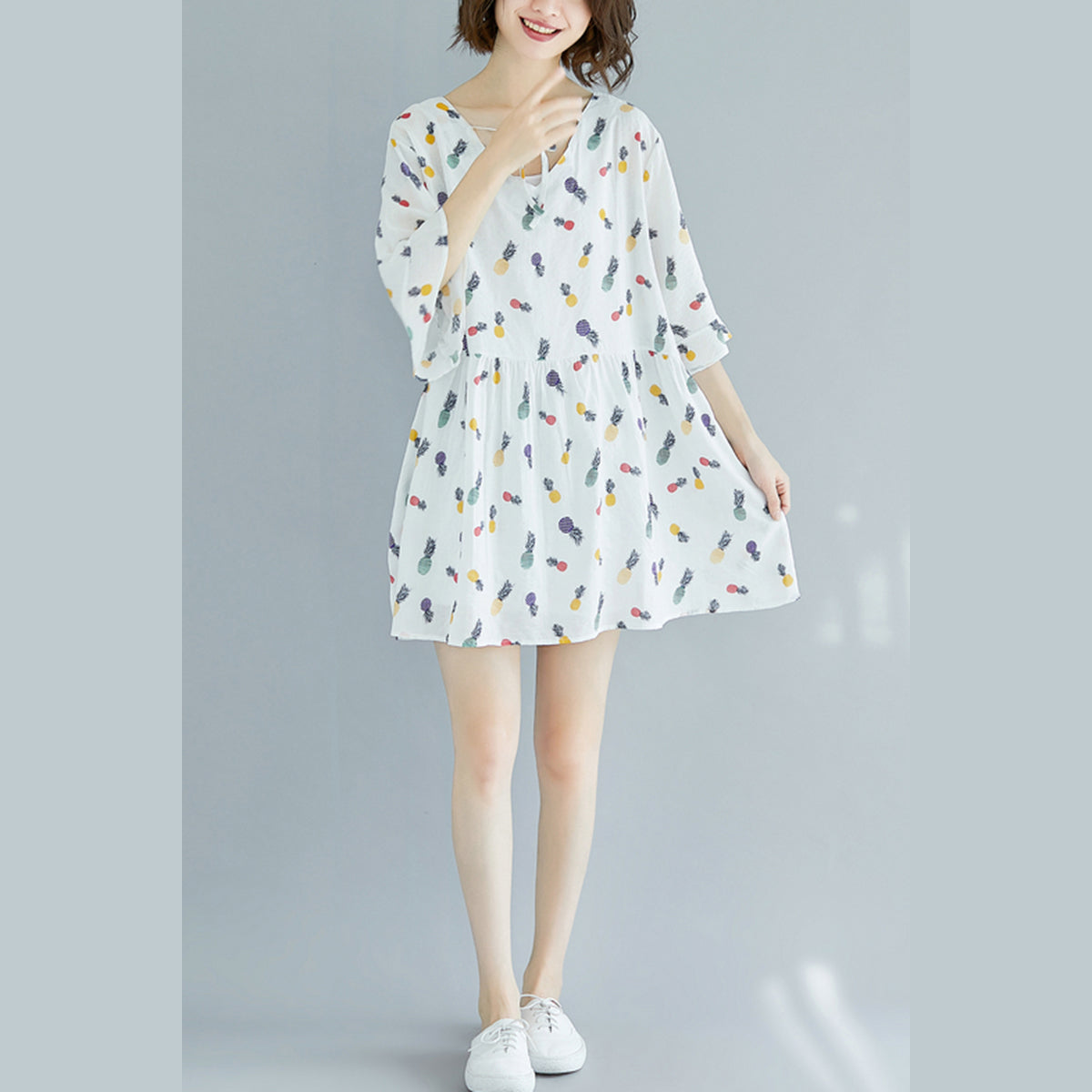 midi cotton dress with sleeves