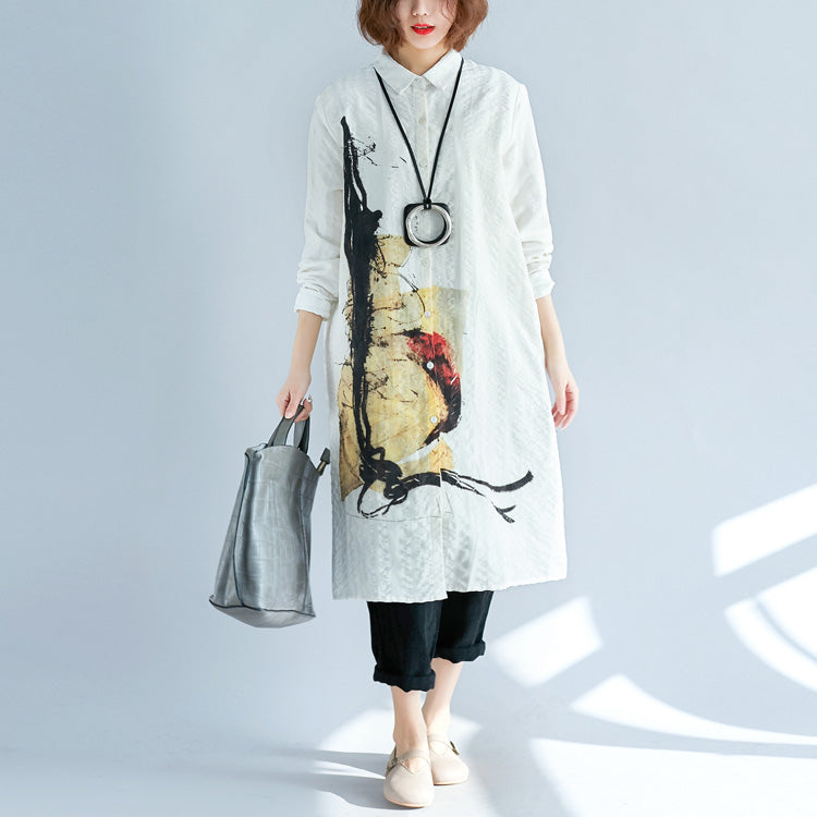 white cotton dress long sleeve