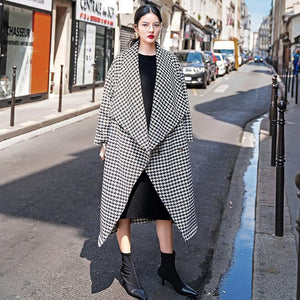 black and white plaid winter coat