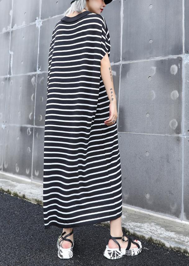 black and white striped cotton dress