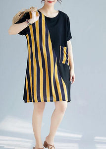 black and yellow striped dress