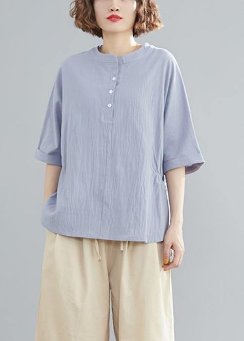 Handmade light blue linen linen tops women blouses Work Button Down el ...
