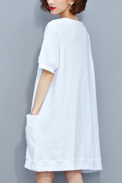 white summer dress with pockets