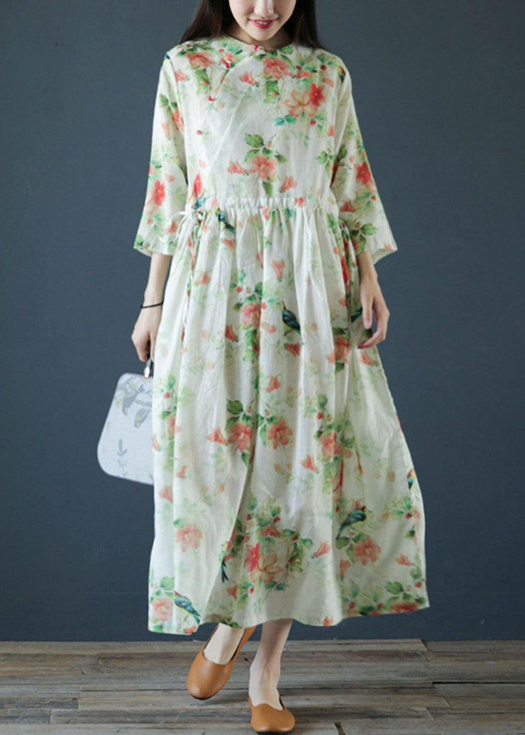 Italian o neck drawstring linen clothes For Women Inspiration green pr ...