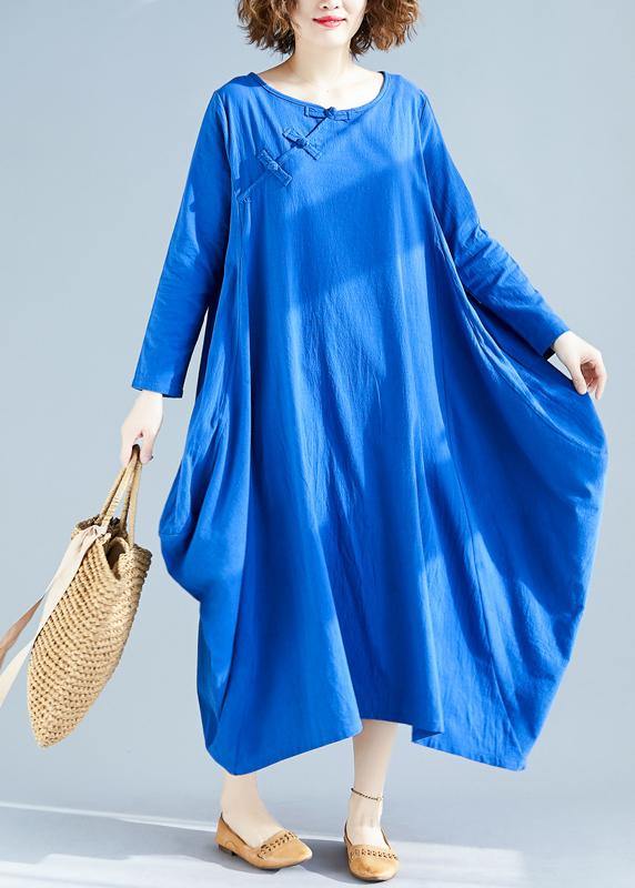 Loose O Neck Asymmetric Spring Wardrobes Fabrics Blue A Line Dress ...