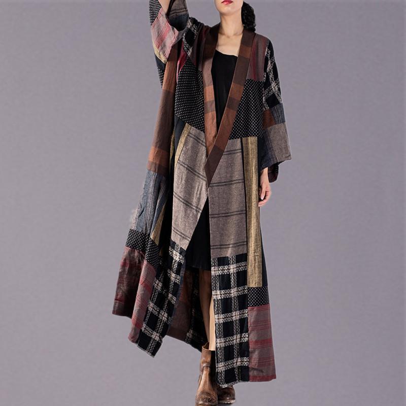 plus size plaid trench coat