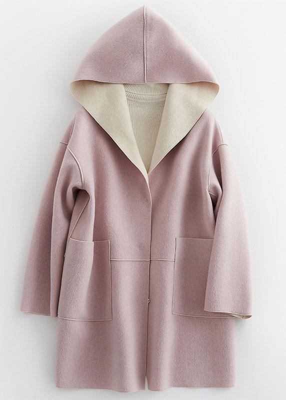 pink wool coat with hood