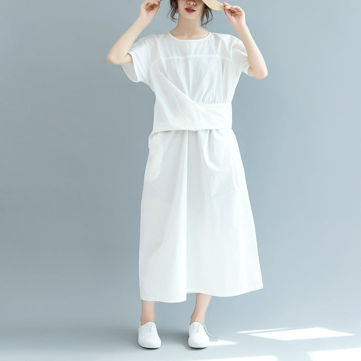 white cotton maxi dress with sleeves