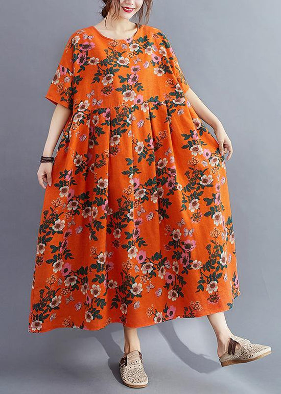 orange floral summer dress