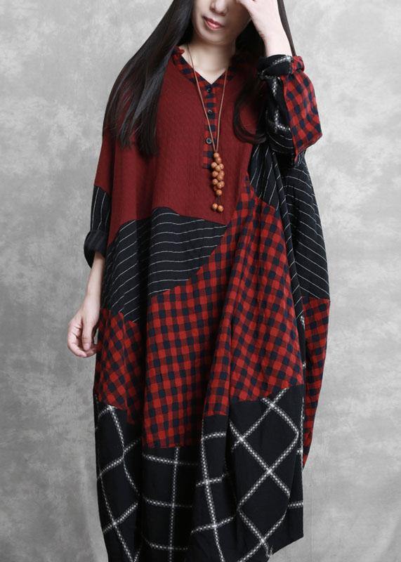 burgundy tartan dress