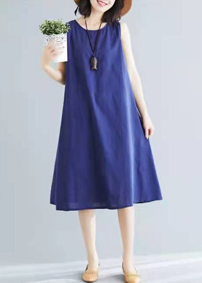 style navy sleeveless cotton clothes wild a line summer dresses $ 41 . 00