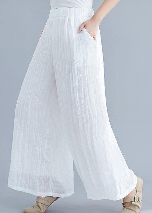 Summer new cotton and linen white wide leg pants loose yoga Chinese tr ...
