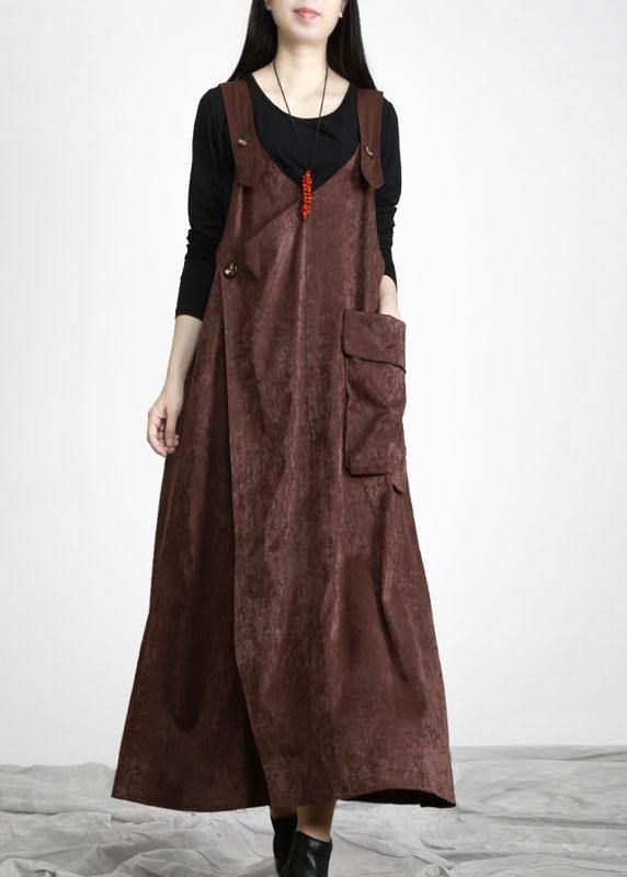 Unique Chocolate Button Asymmetrical Design Carpenter Holiday Dress ...